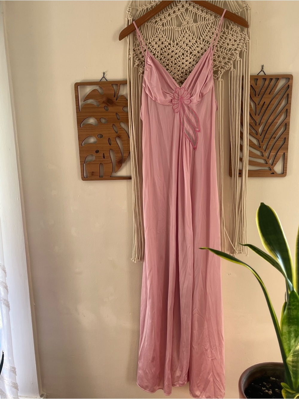 Vintage Satin Floor-Length Nightgown - Blush Pink